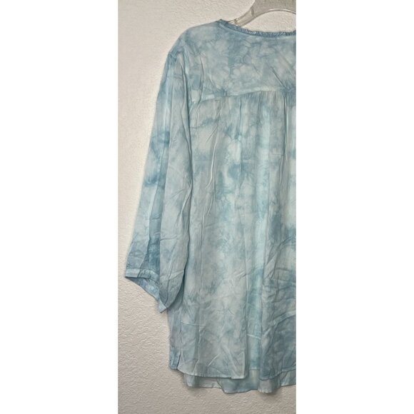 Torrid Indigo Blue Tie-dyed Peasant Top Shirt  Sz 4X 26W NWT Flowy - Picture 9 of 15